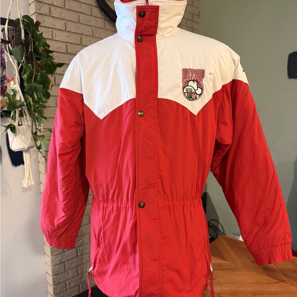Vintage Sun Ice Grey Cup 1993 Sideline Jacket Calgary Stampeders Red Medium